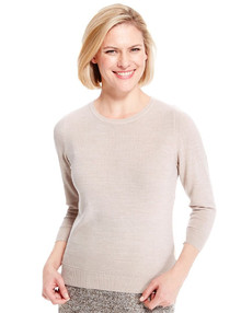 M&S CLASSIC STONE BEIGE BUBBLE STRIPE KNIT JUMPER 10 12 14 16 18 20 22 24 NEW