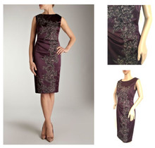 COAST TAMSIN AUGBERINE EMBROIDERED DUCHESS SATIN PENCIL DRESS SIZE 8 NEW £160
