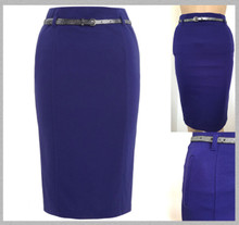 MONSOON FUSION BALSA BLUE PENCIL SKIRT WITH BLACK SILVER GLITTERY BELT SIZE 6