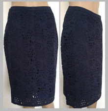 BODEN BRODERIE ANGLAISE COTTON SUMMER SKIRT NAVY BLUE SIZE 10 LEFT ONLY