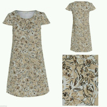 BODEN CREAM BEIGE FLORAL LINEN A LINE SHIFT TEA DRESS SIZE 8 10 12 14 16 18