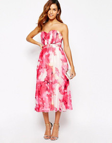 LITTLE MISTRESS BANDEAU MIDI DRESS IN ALL OVER FLORAL PRINT SIZE 8 NEW RRP £65