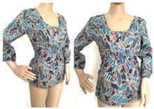 WHITE STUFF MUSHROOM TEAL LEAF PRINT COTTON TOP SIZE 8 10 12 14 16 RRP £39.95
