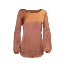 WALLIS COPPER FLOATY SATIN LONG SLEEVE TOP SIZE 8 10 12 14 16 18 20 22