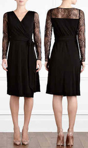 COAST BLACK ALEX LACE JERSEY WRAP COCKTAIL PARTY DRESS LBD SIZE 8 NEW