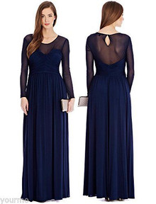 COAST MILLICENT NAVY BLUE CHIFFON RUCHED MAXI GOWN DRESS SIZE 8 10 12 14 18 NEW