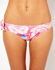 ASOS ROSE PRINT HIPSTER BIKINI PANT WITH BRIEF SIDE BOW SIZE 10 12 NEW RRP £12