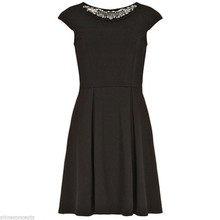 DOROTHY PERKINS BLACK EMBELLISHED TEA EVENING DRESS SIZE 10 12 14 16 18 NEW
