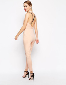 ASOS NUDE HALTERNECK CROSS BACK SMOOTH SCUBA JUMPSUIT SIZE 6 NEW RRP £40
