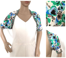 COAST FLORAL SEQUIN COVER UP SHRUG BLUE GREEN CREAM TAUPE SIZE M NEW