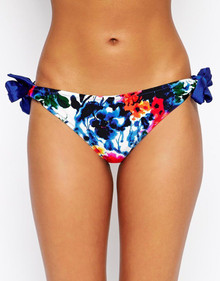 POUR MOI FLAMENCO TIE SIDE FLORAL BIKINI BOTTOM PANT SIZE 8 NEW RRP £19