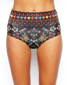 ASOS TAPESTRY PRINT HIGH WAISTED BIKINI PANT SIZE 14 NEW RRP £16