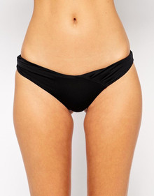 ASOS BLACK RUCHED WRAP BRAZILIAN LOW-RISE BIKINI PANT SIZE 8 10 RRP £12