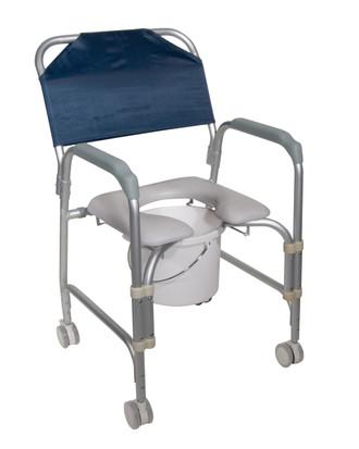 Lightweight Portable Shower Chair Commode with Casters