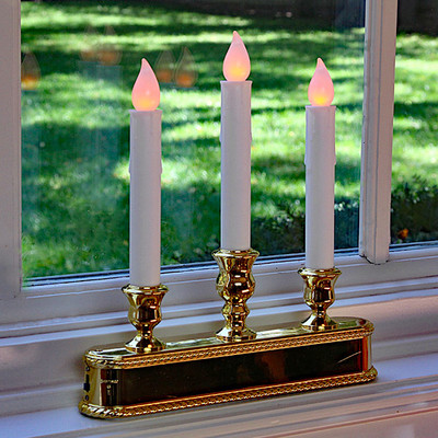amber led christmas window candle 3 tier brass finish auto sensor image 1 - Led Christmas Window Candles amber led christmas window candle 3 tier brass finish auto sensor image 1 - Led Christmas Window Candles