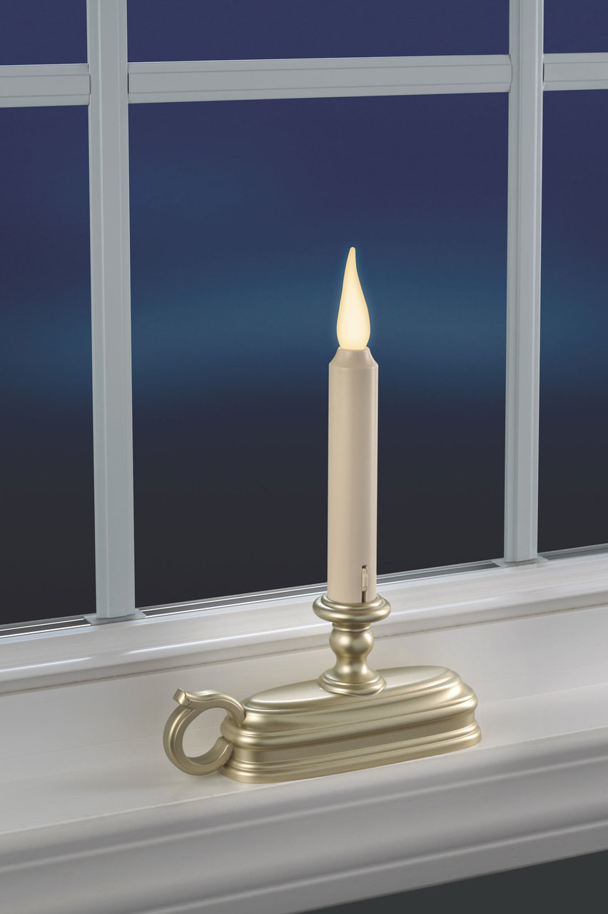 Battery Window Candle | Warm White Dynamic Flame | Pewter Base ...