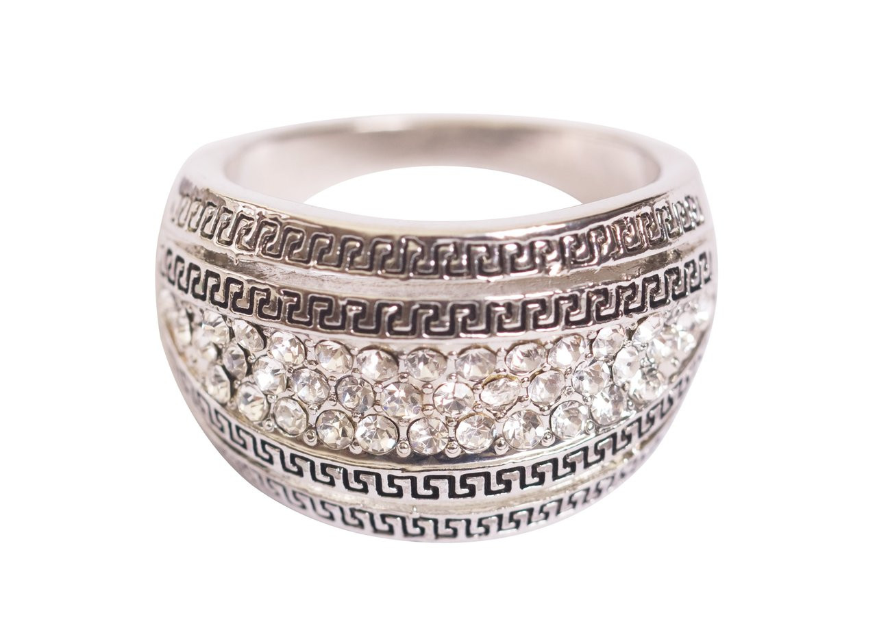 antique crystal ring rhodium