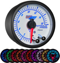 White Elite 10 Color 1600 PSI Nitrous Pressure Gauge