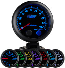 Black 7 Color 3 3/4 Tachometer w/ Shift Light