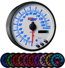 White Elite 10 Color 3 3/4" In Dash Speedometer Gauge