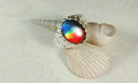 Ammolite Mens ring.Powerful.Unique.Very colorful.