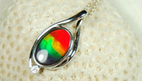 Ammolite Pendant in Rainbow Pattern Ammolite Jewelry