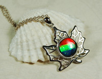 Ammolite pendant.Canadian Maple Leaf Design.