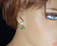 Emerald Green Ammolite Stud Earrings.Ammolite Jewelry.