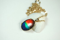 Ammolite Pendant 14k gold.See details and images below.