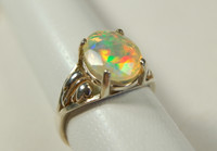 Opal ring.High quality solid opal with many bright colors.