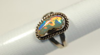 Opal Ring.Sterling silver.Hand made.Brilliant Colors. One of a kind.See images and description below.
