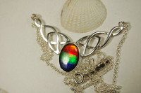 Ammolite necklace.Celtic Motif.Spectacular 4 color rainbow.
