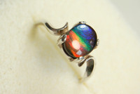 Ammolite Jewelry Ring.Petite, feminine and very colorful