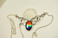 Ammolite Necklace Jewelry.Brilliant Rainbow gem.Celtic.