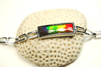 Ammolite bracelet.RARE 4 color rainbow faceted Gem.