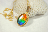 Ammolite Jewelry Pendant.Brilliant top quality rainbow gem
