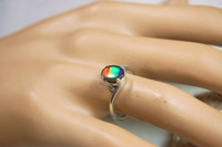 Ammolite Jewelry Ring.Petite very colorful rainbow gem.Size 6 