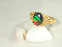 Ammolite Ring in 18k matte Gold Vermeil over sterling silver.Your size too!