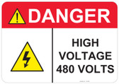 Danger High Voltage 480 Volts - #53-439 thru 70-439