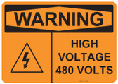 Warning High Voltage 480 Volts, #53-639 thru 70-639