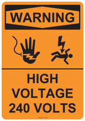 Warning High Voltage 240 Volts, #53-642 thru 70-642