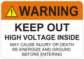 Warning Keep Out High Voltage Inside #53-712 thru 70-712