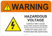 Warning Hazardous Voltage #53-725 thru 70-725