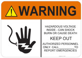 Warning Hazardous Voltage Inside #53-727 thru 70-727