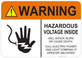 Warning Hazardous Voltage Inside #53-728 thru 70-728