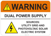 Warning Dual Power Supply #53-729 thru 70-729