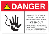 Danger Hazardous Voltage Inside #53-327 thru 70-327