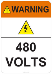 Warning 480 Volts #53-824 thru 70-824