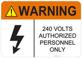 Warning 240 Volts, #53-827 thru 70-827