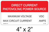Direct Current Photovoltaic Power Source Sign - 4" X 2" - Item #07-208
